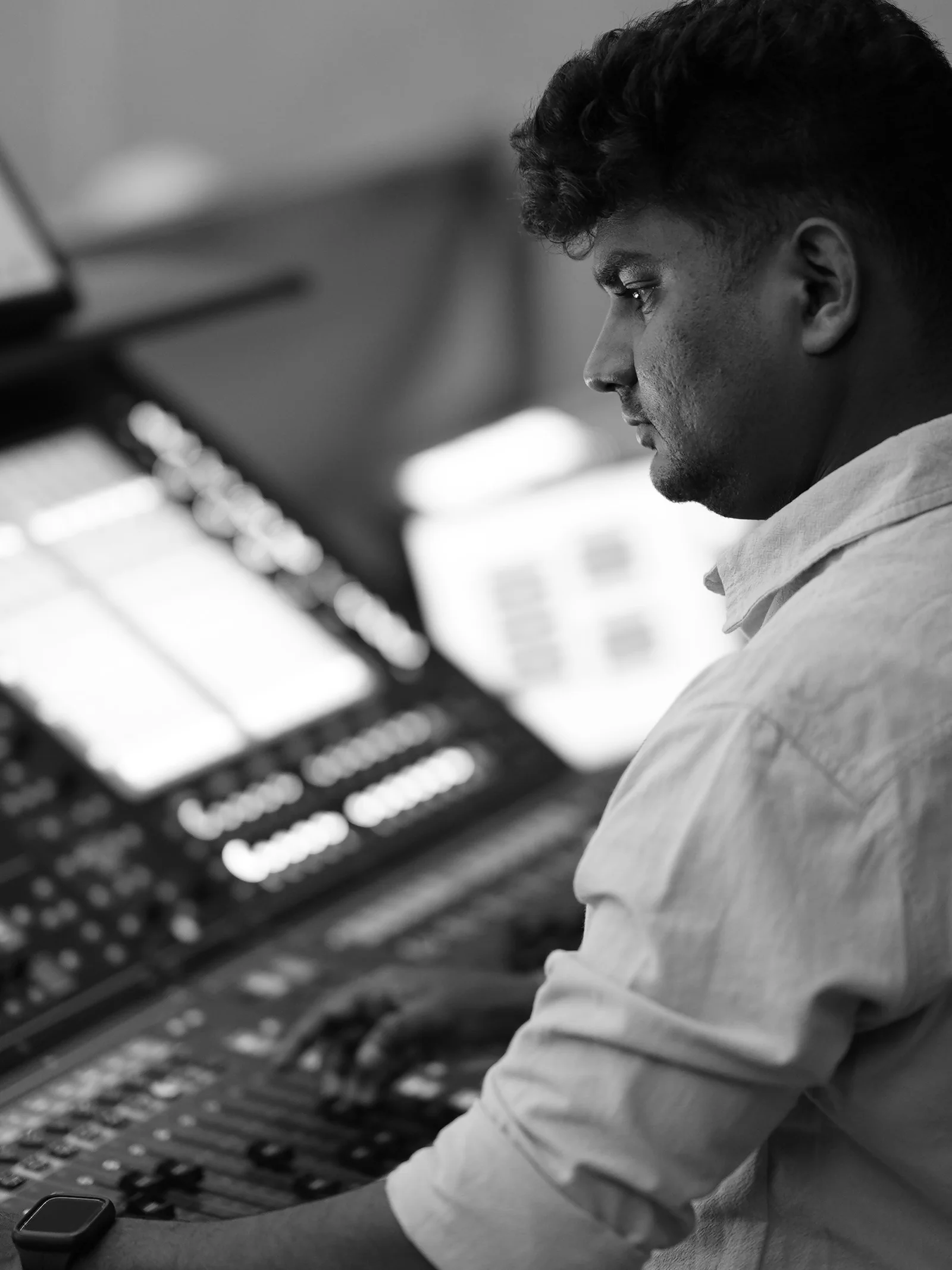 Mix engineer at the audio console for the RSJ performance