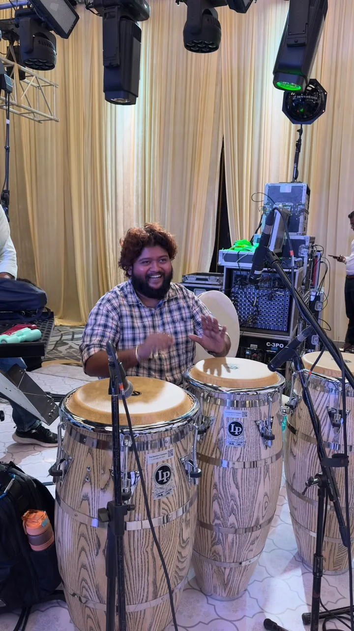 Musician performing on congas at Fairmont Mumbai